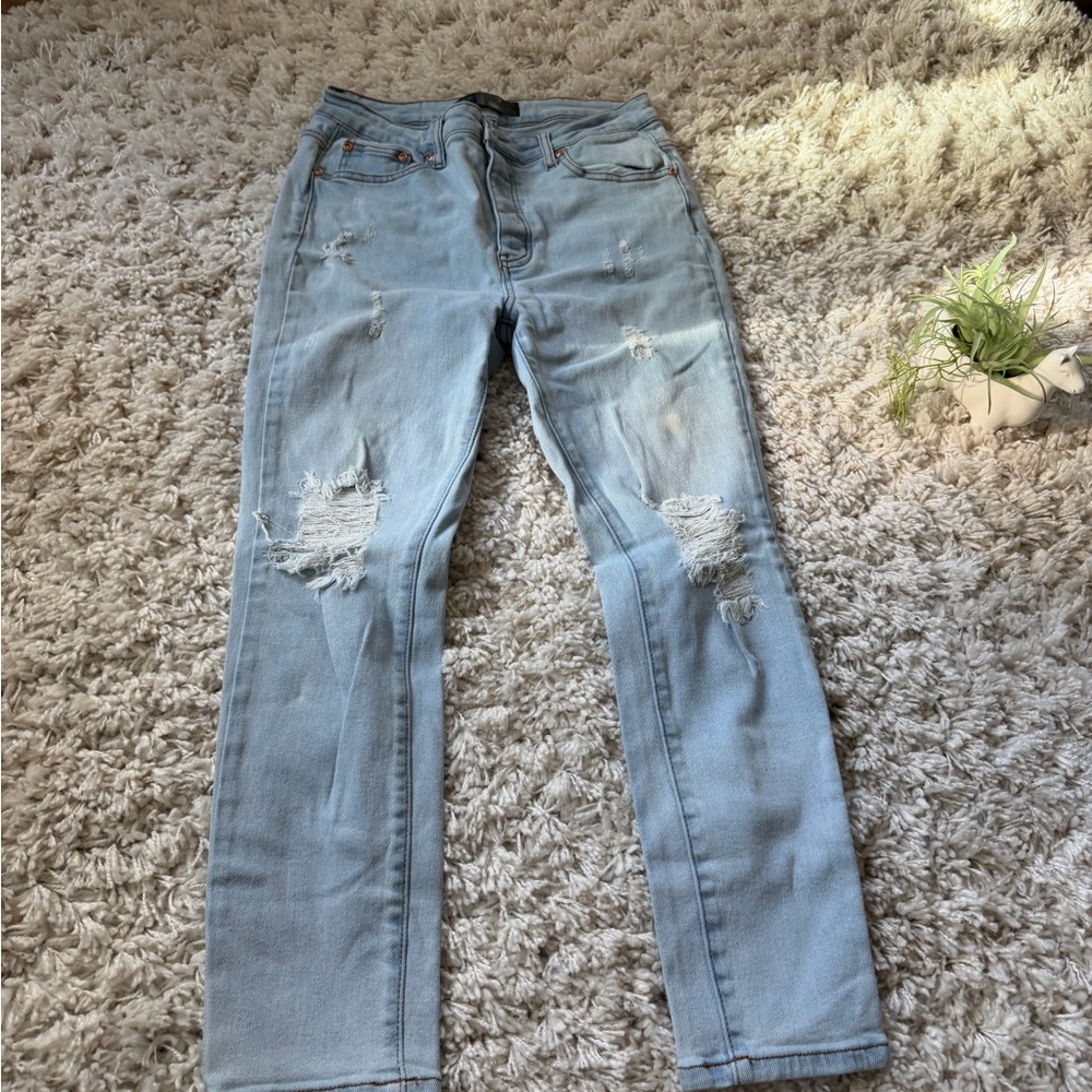 Monkey Ride original vintage distressed street Light Blue Vintage Jeans - Picture 2 of 6